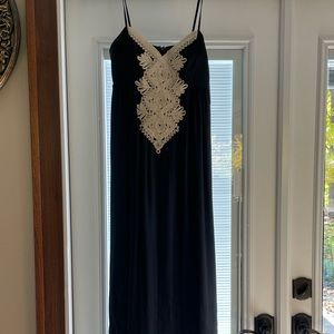 Lilly Pulitzer NWT thin strap black maxi with gold accent.